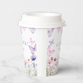 Papieren bekers Vlinder roze en paars  (Rechts)