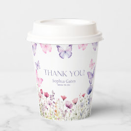 Papieren bekers Vlinder roze en paars 