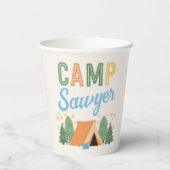 Papieren bekers voor jongenscampingfeest (Achterkant)