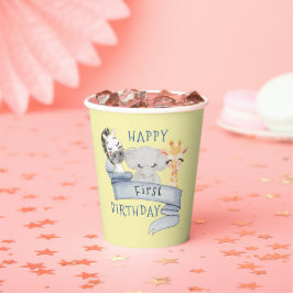 Papieren bekertje Happy Birthday baby dieren Bekers