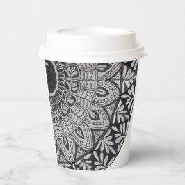 Papieren bekertje met monochrome mandala-kunst bekers