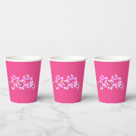 Papieren Bekertje - Roze Gestreepte Ooievaarsbek Bekers