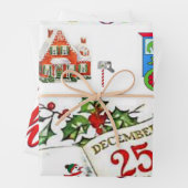 Papieren bladen met prettige kerstinslag inpakpapier vel (In situ)