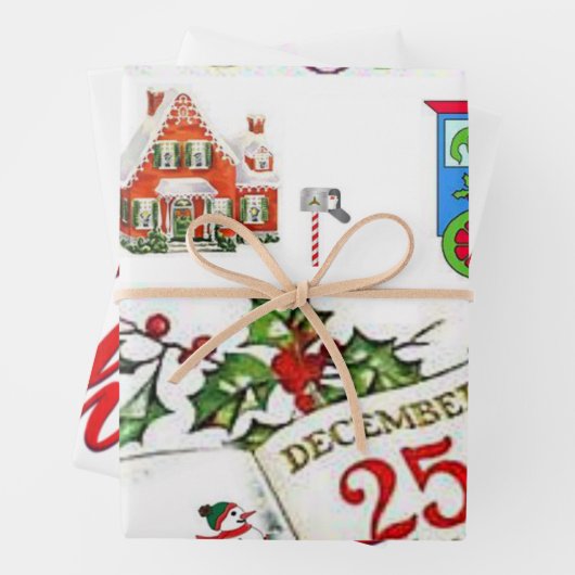 Papieren bladen met prettige kerstinslag inpakpapier vel (In situ)