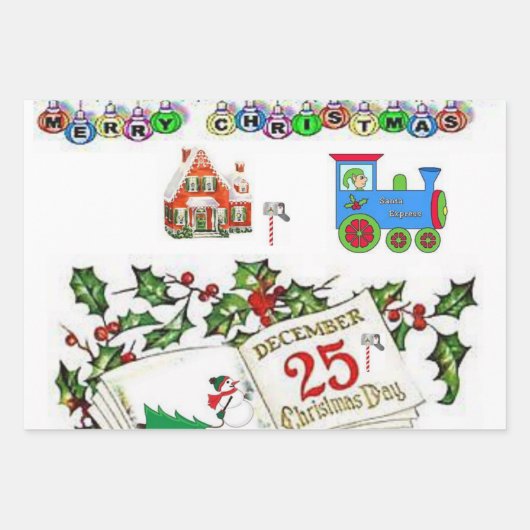 Papieren bladen met prettige kerstinslag inpakpapier vel (Voorkant)