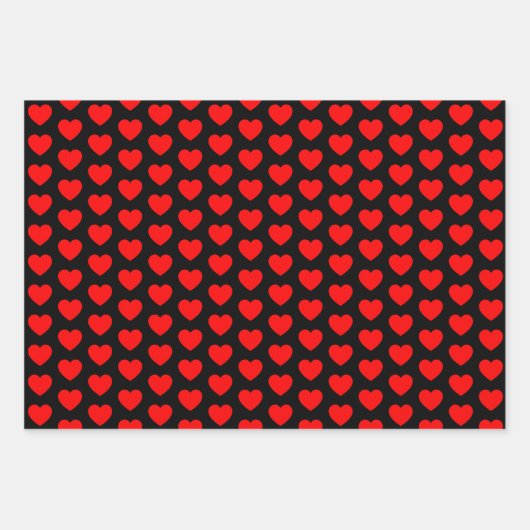 Papieren bladen met rode en zwarte harten inpakpapier vel (Voorkant 3)