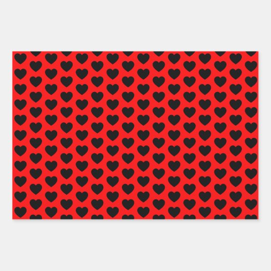 Papieren bladen met rode en zwarte harten inpakpapier vel (Voorkant 2)