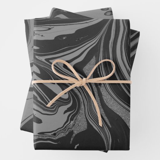 Papieren bladen met zwarte en grijze inkt inpakpapier vel (In situ)