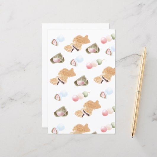 Papieren bladen van het Japanse Wagashi-patroonpat (Voorkant / Achterkant in situ)