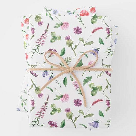 Papieren bladen van lente, wilde bloemen inpakpapier vel (In situ)