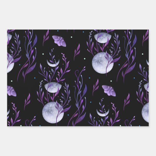 Papieren bladen van Paarse maan- en motdeartikelen Inpakpapier Vel (Voorkant)
