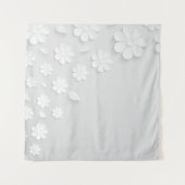 Papieren bloem achtergrond wit wandkleed (Voorkant (horizontaal))