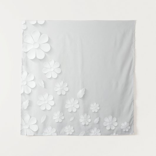 Papieren bloem achtergrond wit wandkleed (Voorkant)