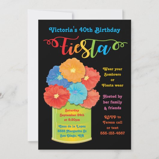 Papieren bloem kan Fiesta verjaardagsfeestje uitno Kaart (Voorkant)