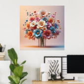 Papieren bloemen boeket poster (Thuiskantoor)