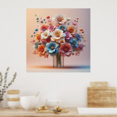 Papieren bloemen boeket poster (Keuken)