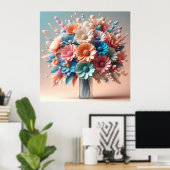 Papieren bloemen boeket poster (Thuiskantoor)