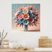 Papieren bloemen boeket poster (Keuken)