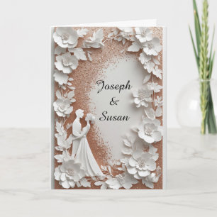 ✨ Papieren Bloemen Huwelijksuitnodiging Bruid En B Kaart