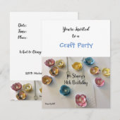 Papieren bloemen op zaterdag uitnodiging (Voorkant / Achterkant)