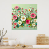 Papieren Bloemen Poster (Keuken)