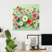 Papieren Bloemen Poster (Thuiskantoor)