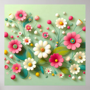 Papieren Bloemen Poster