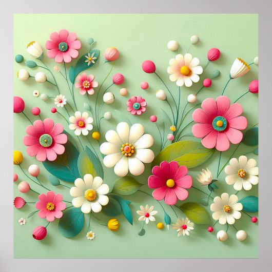 Papieren Bloemen Poster (Voorkant)