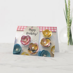 Papieren bloemen voor uw verjaardag kaart