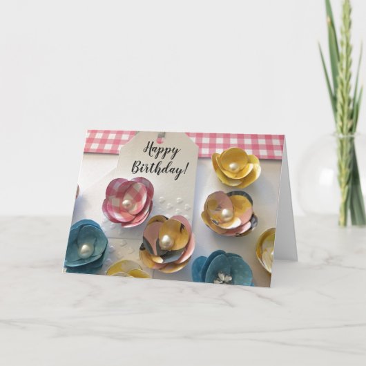 Papieren bloemen voor uw verjaardag kaart (Voorkant)