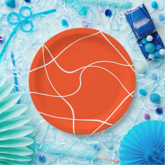 Papieren bord "Abstracte lijnen" - Oranje en wit (Feest)