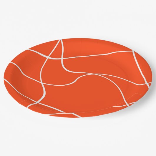 Papieren bord "Abstracte lijnen" - Oranje en wit (Gekanteld)