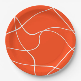 Papieren bord "Abstracte lijnen" - Oranje en wit