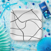 Papieren bord "Abstracte lijnen" - zwart-wit (Feest)