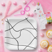 Papieren bord "Abstracte lijnen" - zwart-wit (Feest)