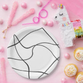 Papieren bord "Abstracte lijnen" - zwart-wit (Feest)