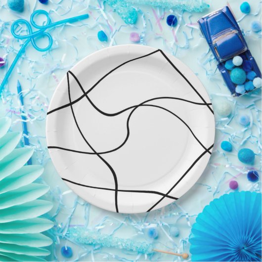 Papieren bord "Abstracte lijnen" - zwart-wit (Feest)