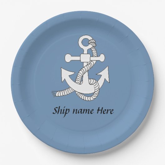 Papieren Bord - Anker met Scheepsnaam (Voorkant)
