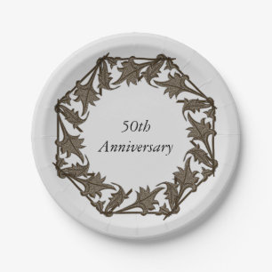 Papieren Bord - bladeren in een cirkel