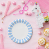 Papieren bord blauwe en witte strepen personaliser (Feest)