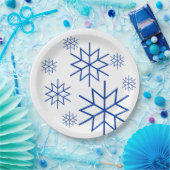 Papieren Bord - Blauwe sneeuwvlokken (Feest)