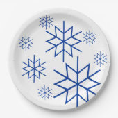 Papieren Bord - Blauwe sneeuwvlokken (Voorkant)
