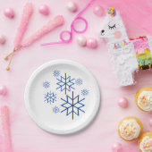 Papieren Bord - Blauwe sneeuwvlokken (Feest)