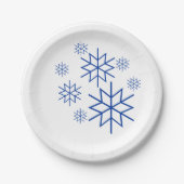 Papieren Bord - Blauwe sneeuwvlokken (Voorkant)