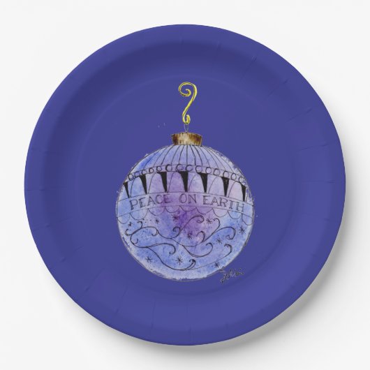 Papieren Bord - Blue Peace on Earth Ornament (Voorkant)