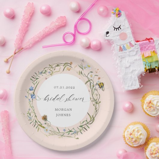 Papieren bord bruidsshower weidebloemen elegant (Feest)