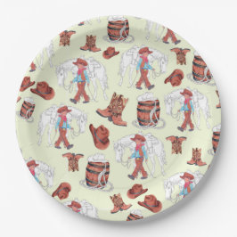 Papieren Bord Cowboy en Horse Brown