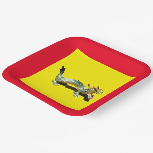 Papieren bord - Draak en rode rand (Gebogen)