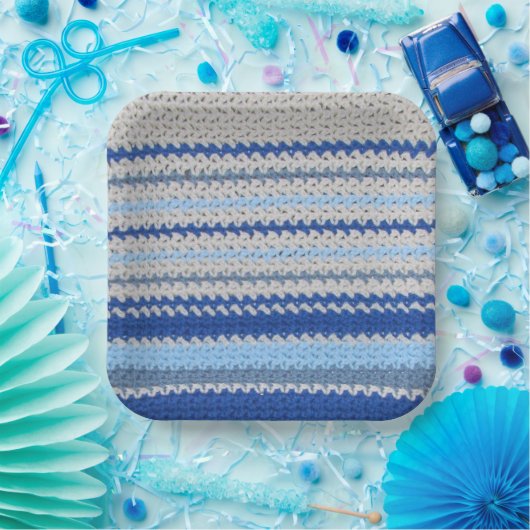 Papieren Bord - Gehakt patroon in blauw en wit (Feest)