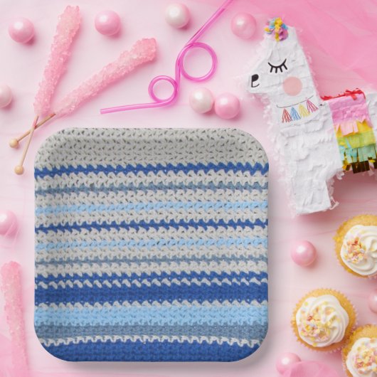 Papieren Bord - Gehakt patroon in blauw en wit (Feest)